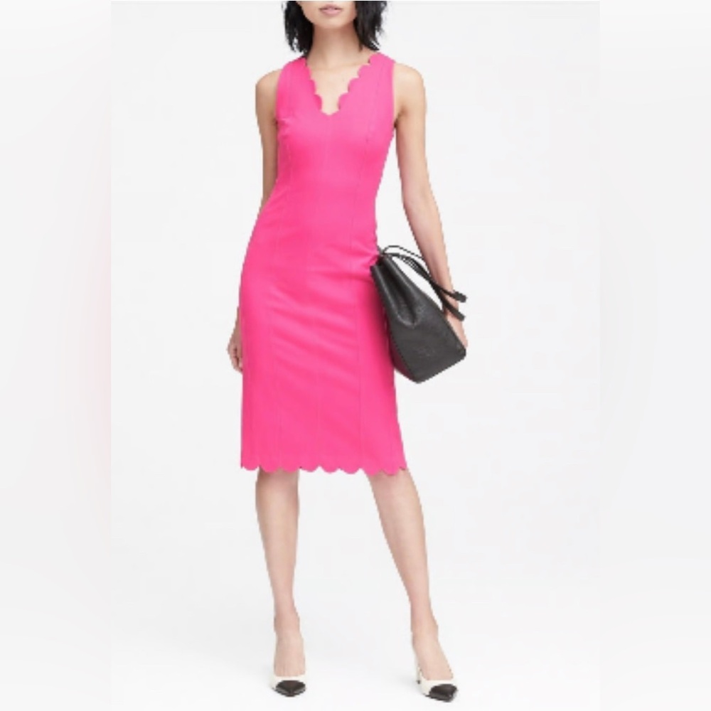 Banana Republic Fuchsia Scalloped Edge Shift Dress